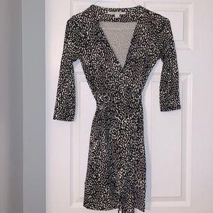 DVF Signature Wrap Dress in W&B pattern